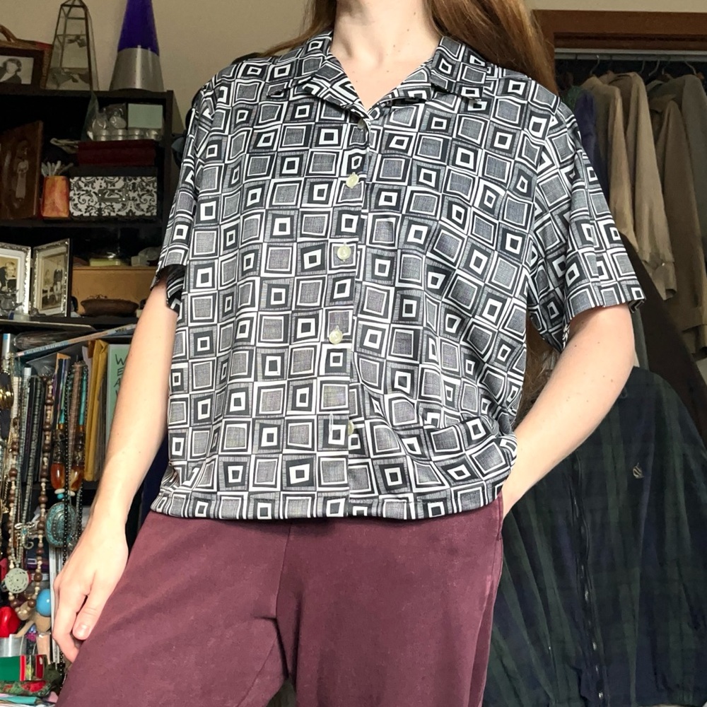 90s Patterned Button-Up Shirt - image 6